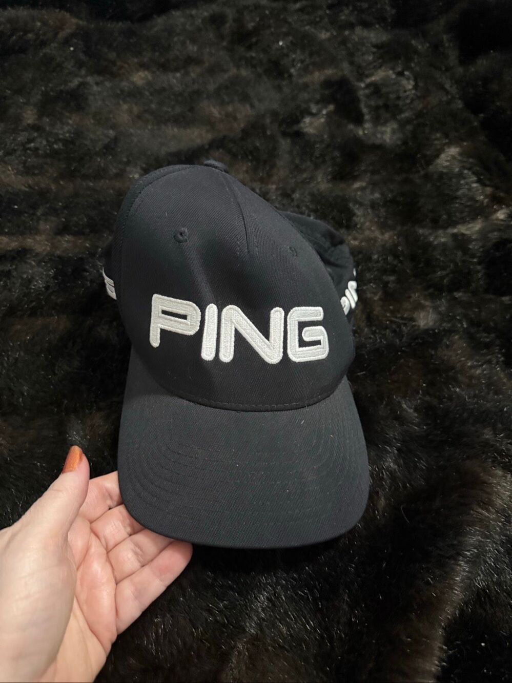 Ping Tour Structured Golf fitted Hat Black Adult Flex Fit Size L XL